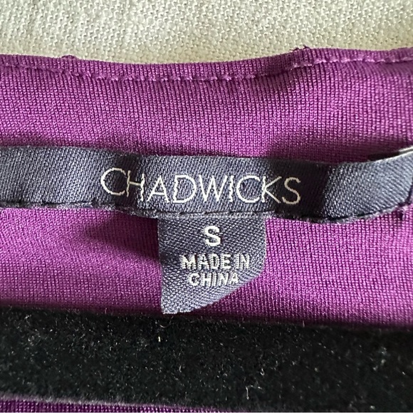 Chadwicks Womens Purple Mesh Overlay 3D Textured Smocked Top Sz S Corpcore Chic - Picture 9 of 11